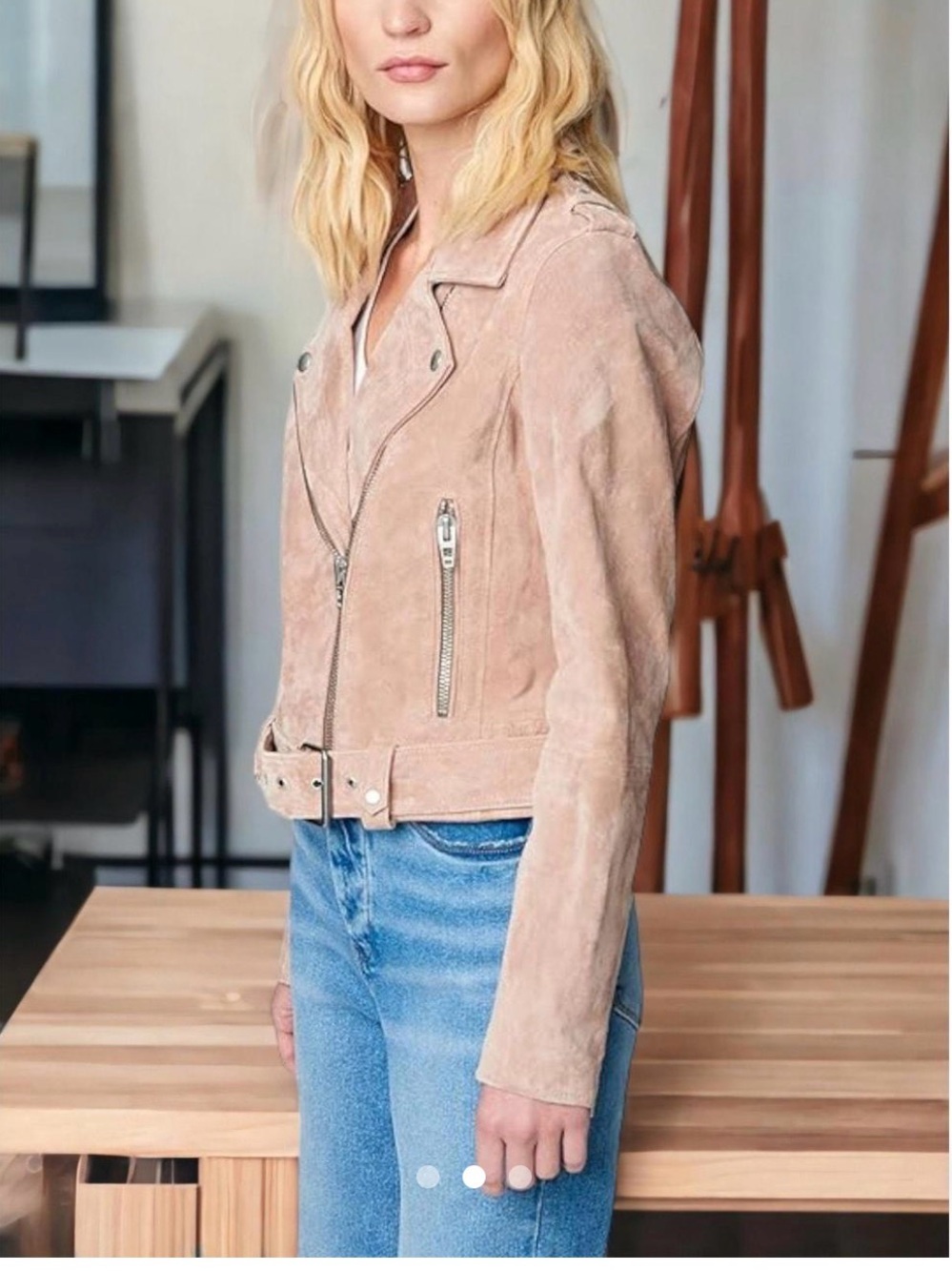 Blank NYC Blush Suede Moto Jacket